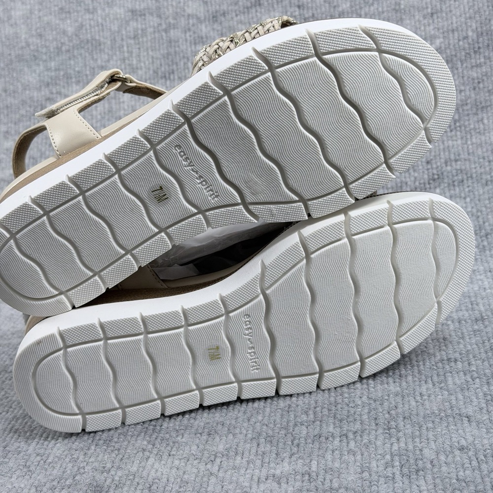 Easy Spirit Size-7.5M Edythe 3 Women's Sandal Woven Wedge Cream - Picture 4 of 11
